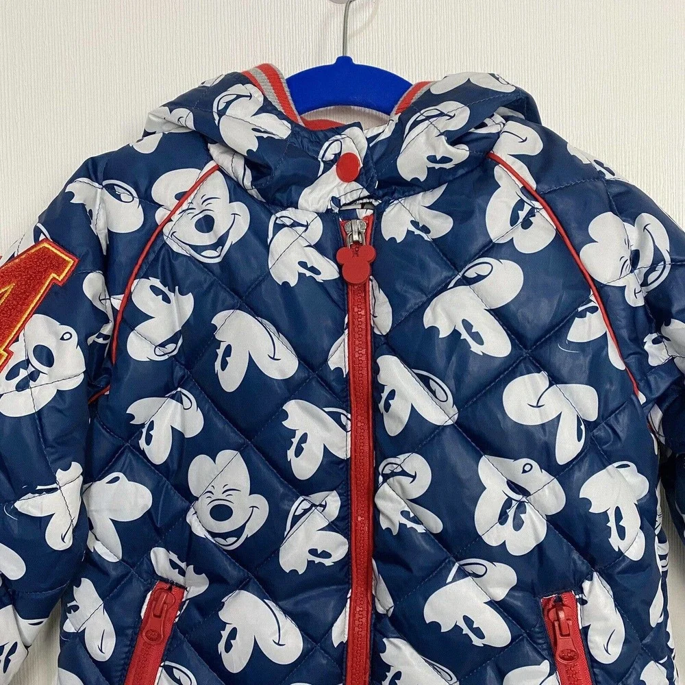 Mickey Mouse Disney Kids NWT Full Zip Puffer Hooded Jacket Size 4. - Picture 2 of 14